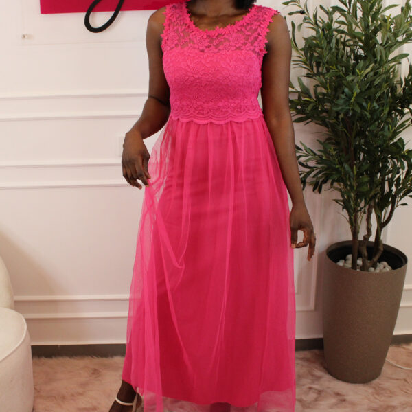 Robe longue en tulle colorée doublée