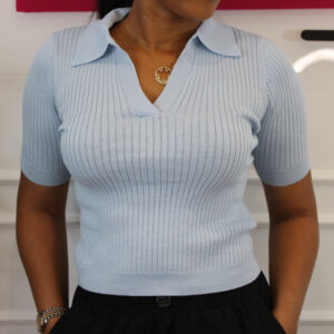 S204 Body Bleu ciel en laine- Manches courtes