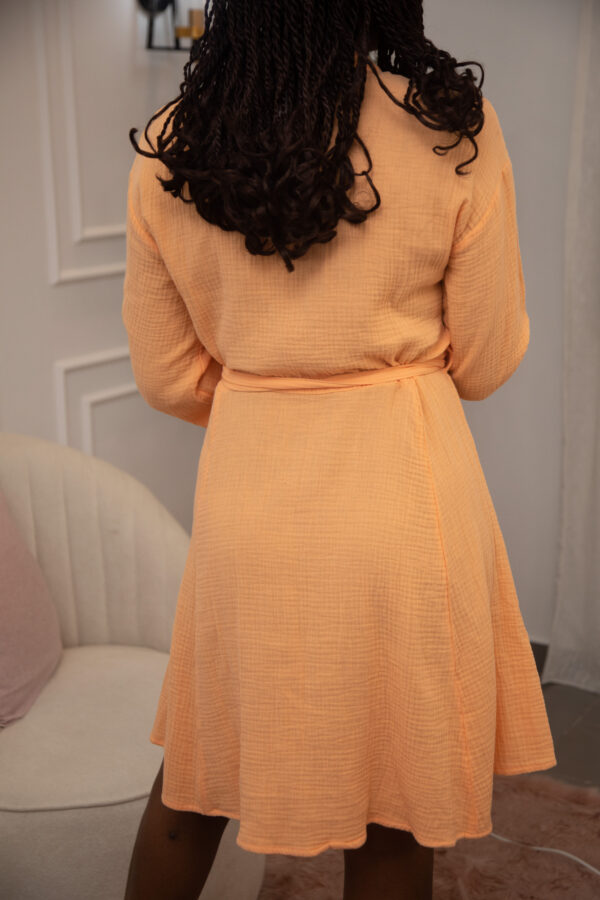 Robe volante chemise courte – Orange coton