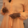 Robe volante chemise courte – Orange coton